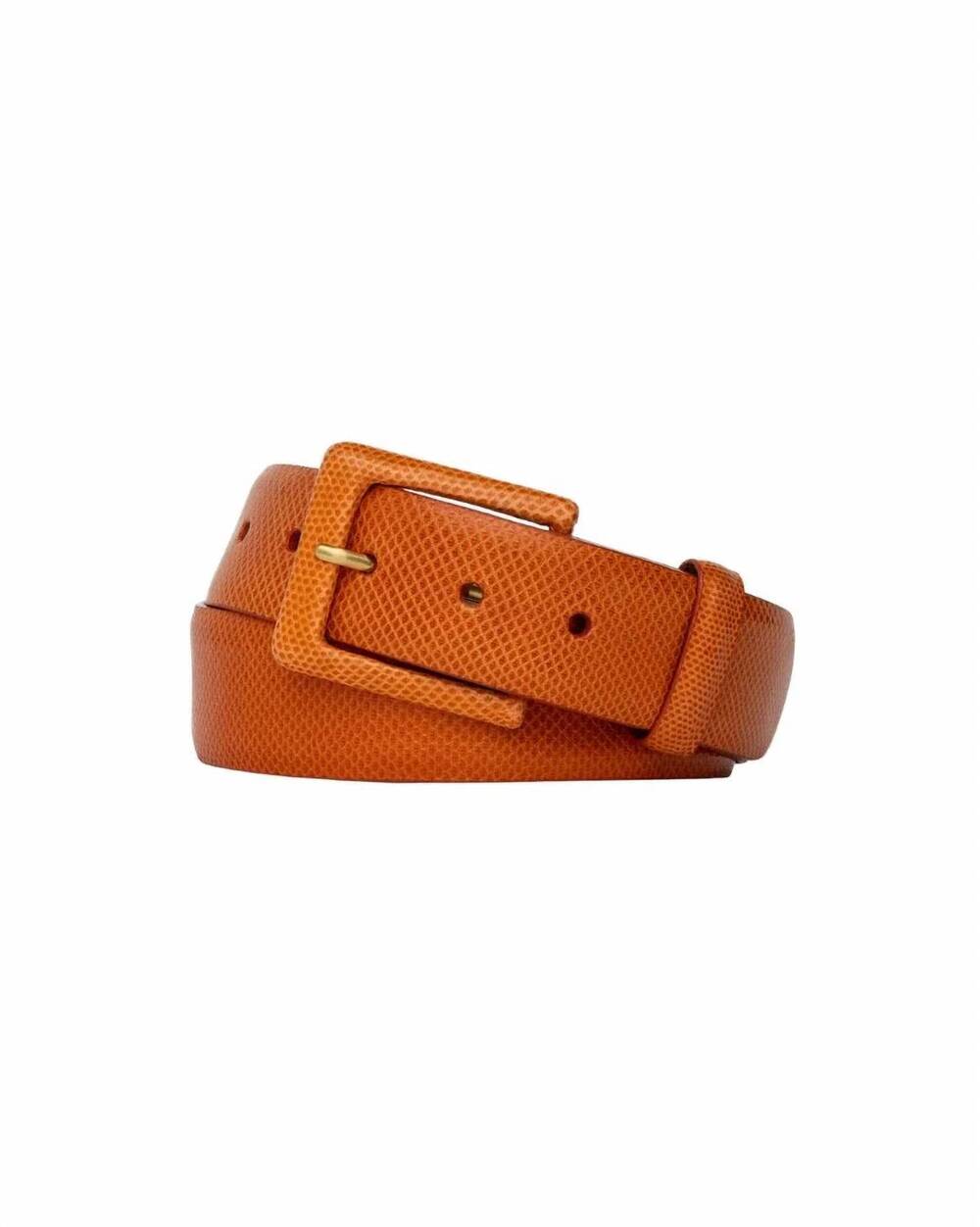 NEW W. KLEINBERG women's karung buckle belt in tangerine